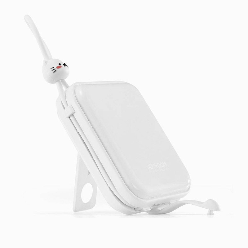 Joyroom power bank with USB C and Lightning cables and stand Cutie Series 10000mAh 22.5W white (JR-L008)