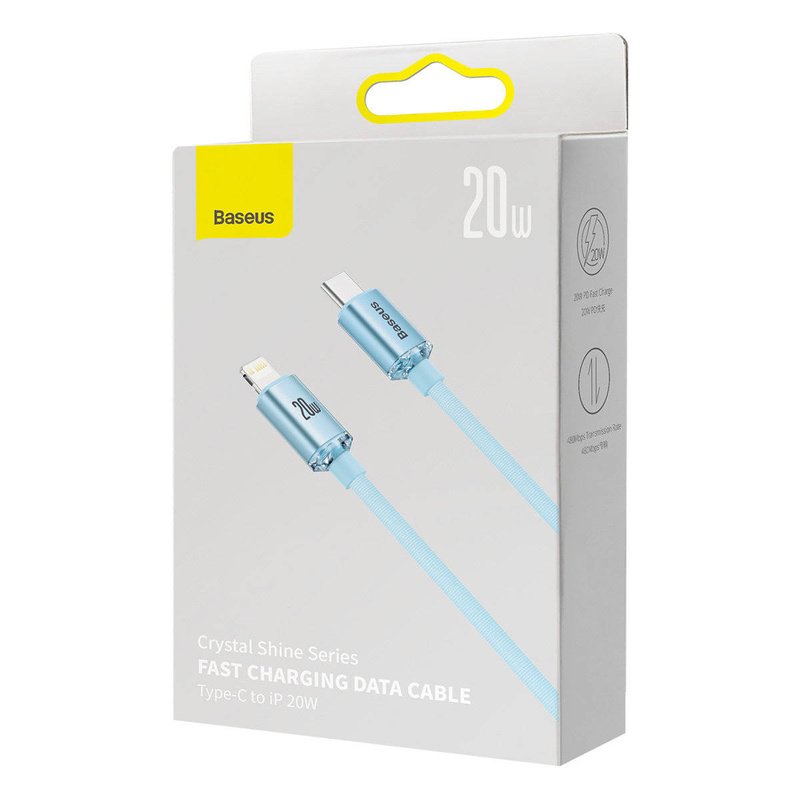 Baseus Crystal Shine Series USB Type C cable - Lightning Fast Charging Power Delivery 20W 1.2m blue (CAJY001303)