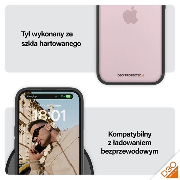 Etui PanzerGlass ClearCase na iPhone 15 z certyfikatem Military Grade - przezroczysto-czarne
