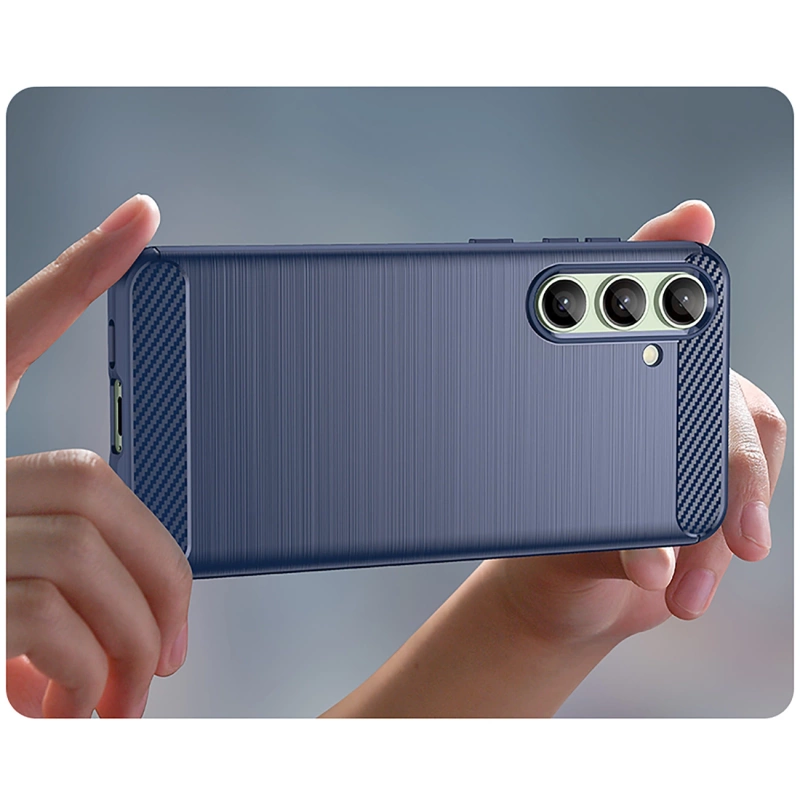 Etui silikonowe Carbon Case do Samsung Galaxy S24 FE - niebieskie