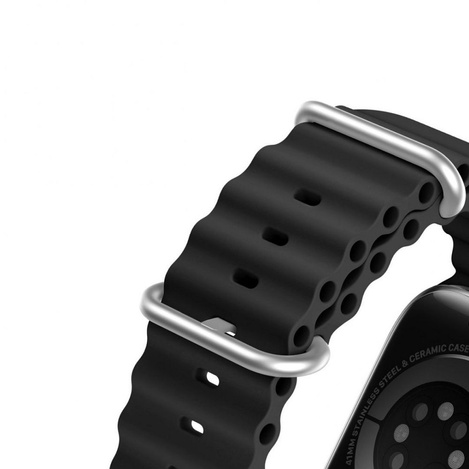 Dux Ducis Strap Watch 8 / 7 / 6 / 5 / 4 / 3 / 2 / SE (45 / 44 / 42mm) Silikonband Armband Schwarz (OceanWave Version)