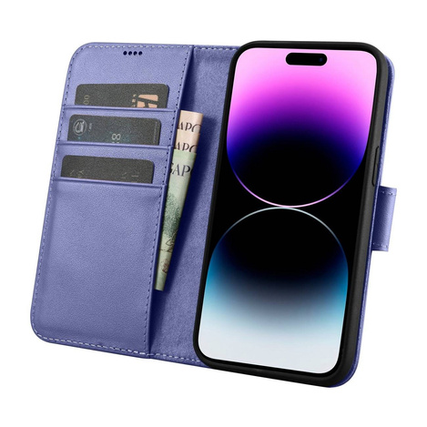 iCarer Wallet Case 2in1 iPhone 14 Pro Flip Leather Cover Anti-RFID Light Violet (WMI14220726-LP)