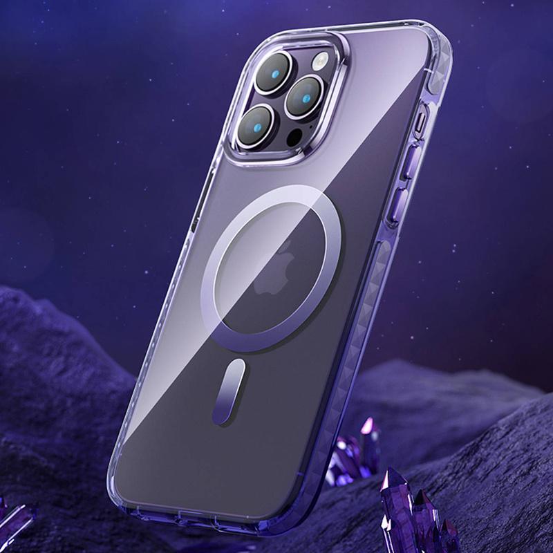 Kingxbar PQY Ice Crystal Series Magnethülle für iPhone 14 MagSafe grau