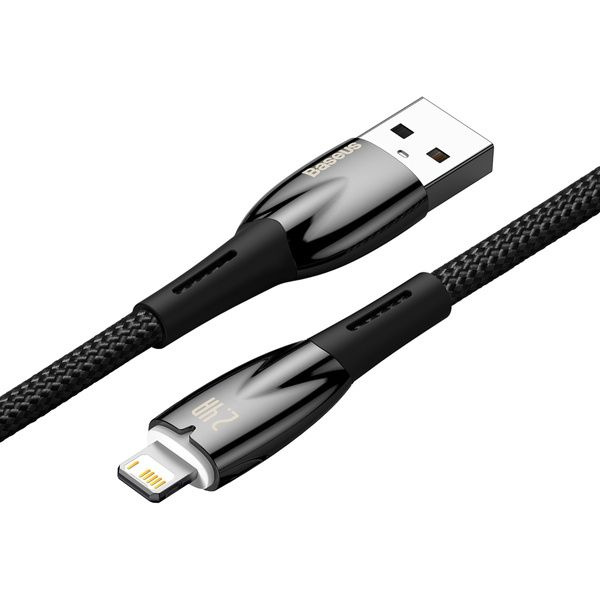 BASEUS kabel USB A do Apple Lightning 8-pin 2,4A Glimmer Series CADH000301 2m czarny
