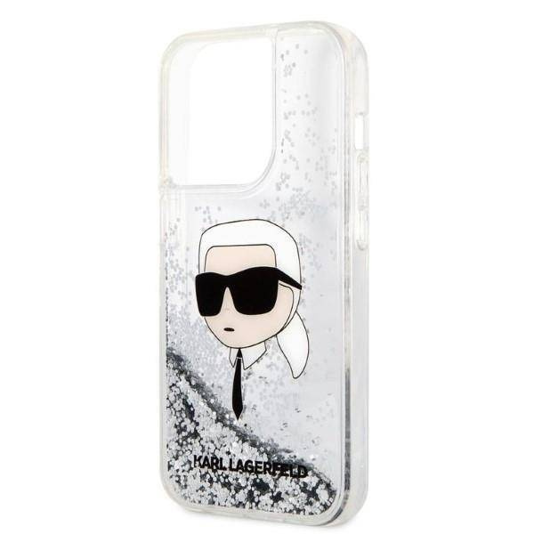 Karl Lagerfeld Liquid Glitter NFT Karl's Head - Etui iPhone 14 Pro Max (srebrny)