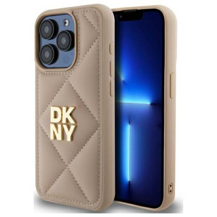 Original Handyhülle IPHONE 15 PRO MAX DKNY Quilted Stack Logo (DKHCP15XPQDSLE) beige