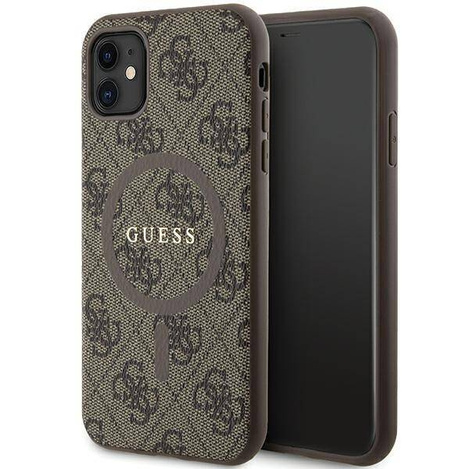 Oryginalne Etui GUESS Hardcase GUHMN61G4GFRW do iPhone 11 (Kompatybilny z Magsafe / 4G Ring classic logo / brązowy)