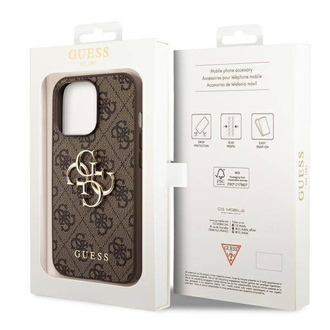 Guess 4G Big Metal Logo - Etui iPhone 14 Pro (brązowy)
