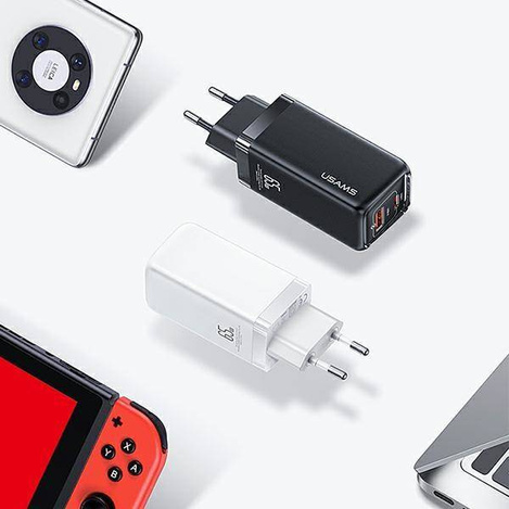 USAMS Ład. siec. 1xUSB-C+1xUSB T47 65W PD Fast Charging Super Si biały/white CC153TC02 (US-CC153)