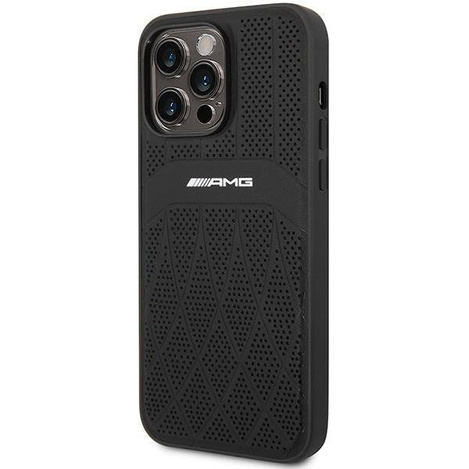 AMG nakładka do iPhone 14 Pro Max 6,7" AMHMP14XOSDBK czarna hard case Leather Curved Lines MagSafe