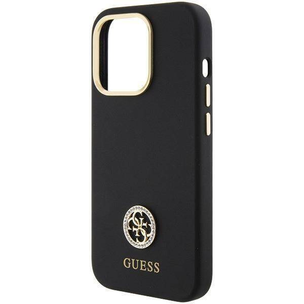 Original Case APPLE IPHONE 15 PRO Guess Hardcase Silicone Logo Strass 4G (GUHCP15LM4DGPK) black