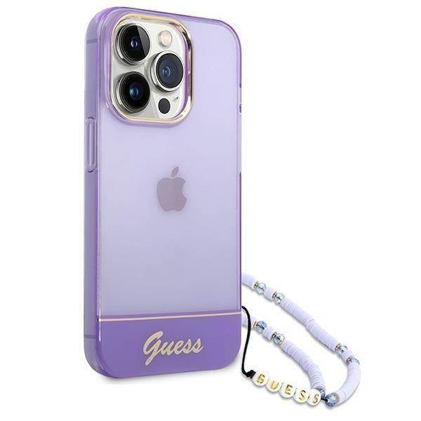 Guess Translucent Pearl Strap - Etui iPhone 14 Pro (fioletowy)