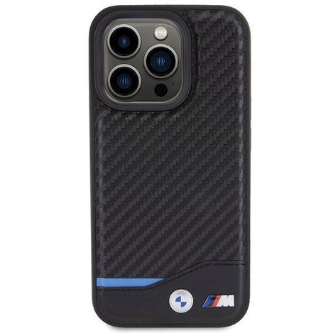 Etui BMW Leather Carbon na iPhone 15 Pro - czarne