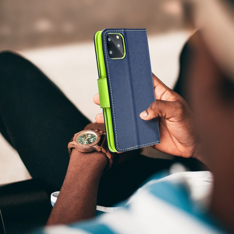 Kabura Fancy Book do  XIAOMI Redmi 9 granatowy / limonka