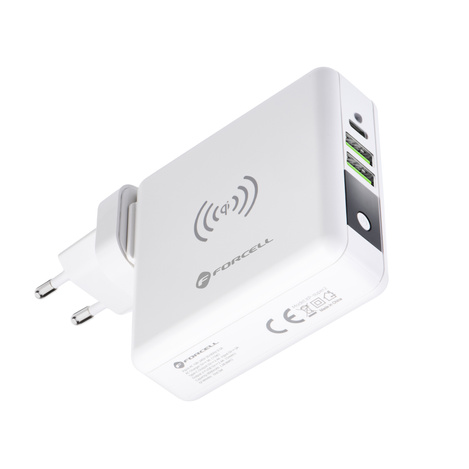 Forcell Wielofunkcyjna Ładowarka 4w1 15W ze złączami USB/USB typ C, power bankiem 8000mAh i ładowaniem bezprzewodowym
