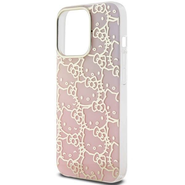 Hello Kitty IML Gradient Electrop Crowded Kitty Head Hülle für iPhone 15 Pro – Pink