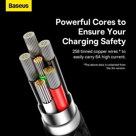 USB cable for USB-C Baseus Glimmer Series, 100W, 2m (Black)