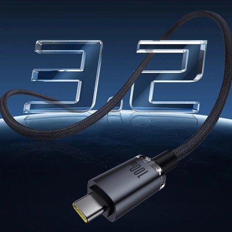Kabel Baseus Crystal Shine CB000089 USB-C / USB-C USB3.2 100W 20Gbps 1.5m - czarny