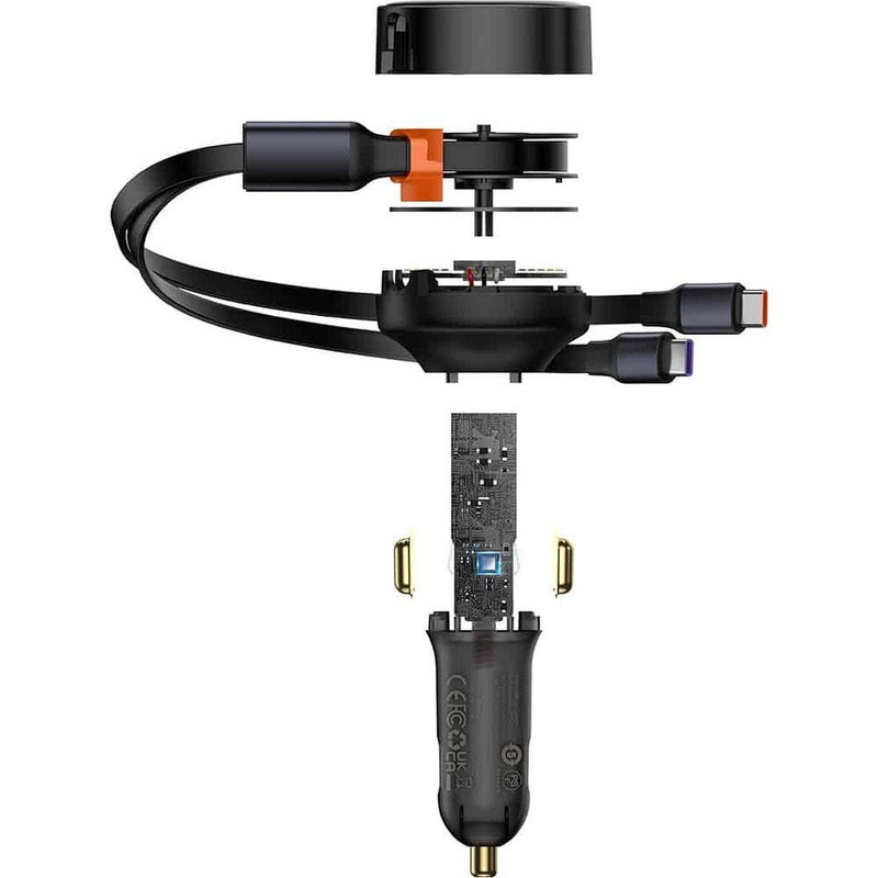 Ładowarka samochodowa 2w1 33W 2x USB C (męskie) Baseus Enjoyment - czarna