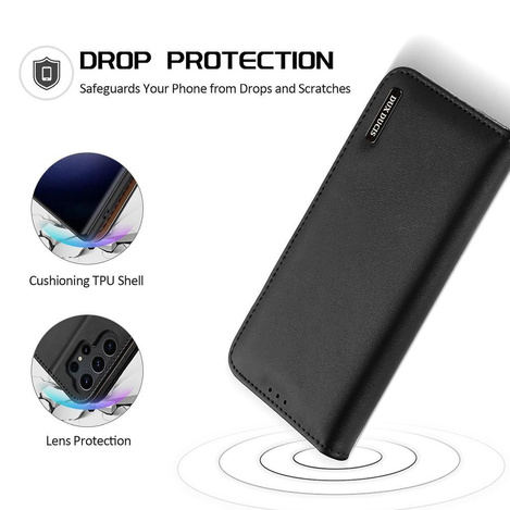 DUX DUCIS Hivo - skórzane etui portfelik do Samsung Galaxy S24 Ultra czarne