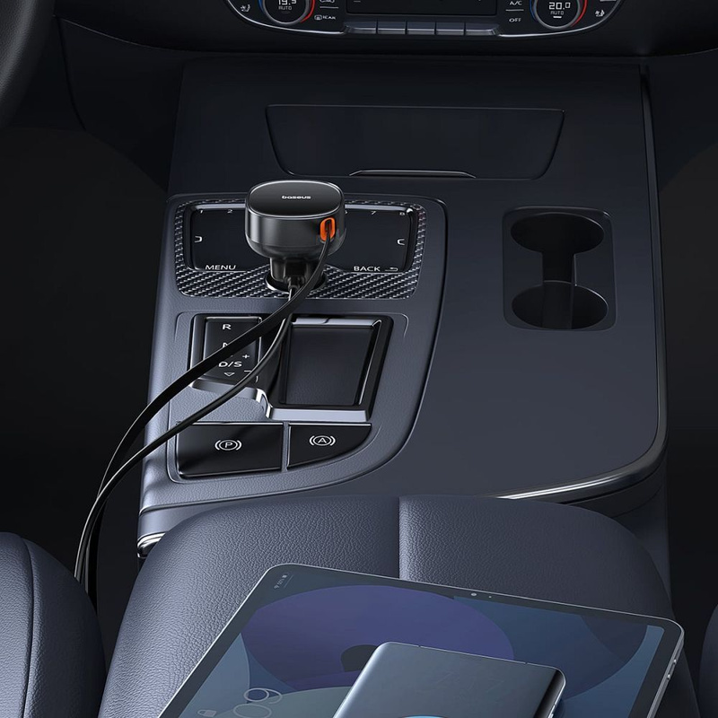 Baseus Enjoyment Pro USB-C (weiblich) / Lightning (männlich) 60W Autoladegerät - Schwarz