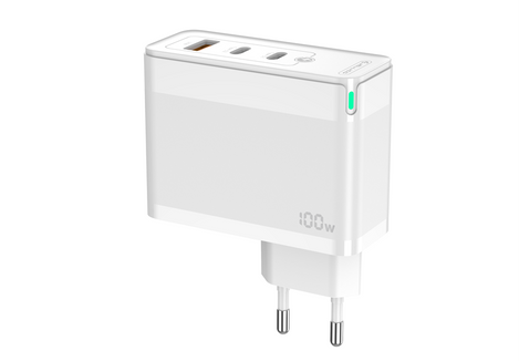 Ładowarka Sieciowa GaN 100W 1x QC3.0 USB + 2x PD USB-C Jellico C118 biała