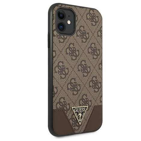 Guess nakładka do iPhone 11 GUHCN61PU4GHBR brązowa hard case 4G Triangle Collection