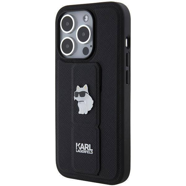 Karl Lagerfeld nakładka do iPhone 14 Pro 6,1&quot; KLHCP14LGSACHPK HC GRIPSTAND SAFFIANO CHOUPETTE PINS czarna