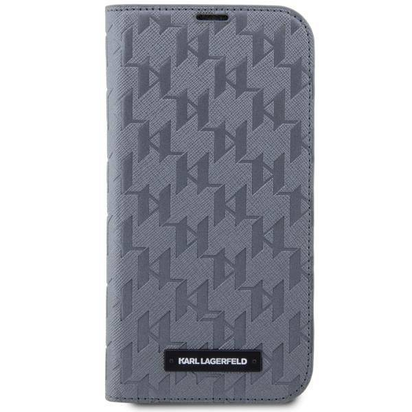 Karl Lagerfeld KLBKP14LSAKLHPG iPhone 14 Pro 6,1&quot; Bücherregal Silber/Silber Saffiano-Monogramm