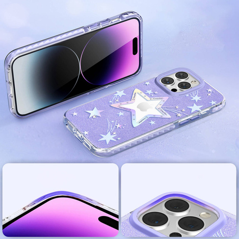 Kingxbar Heart Star Series Hülle für iPhone 14 Plus Lila Star Hülle