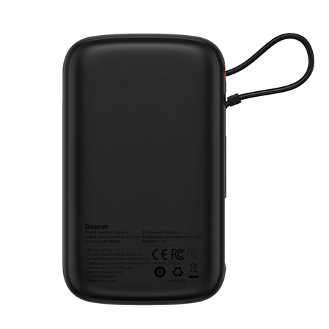 Powerbank 10000mAh 20W Baseus Qpow Pro Overseas Edition + USB C 3A Cable - Black