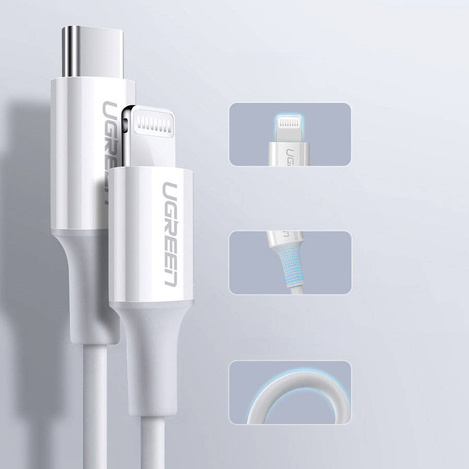 Ugreen MFi cable USB Type C cable - Lightning 3A 0.5 m white (US171)
