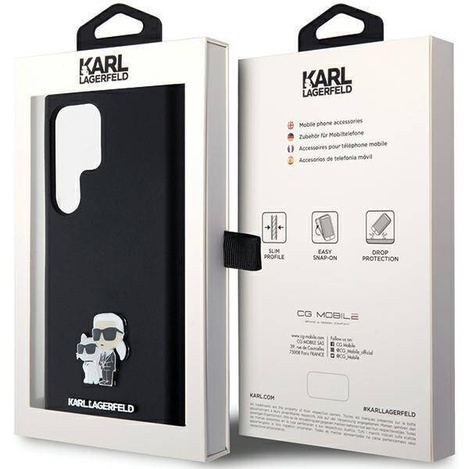 Oryginalne Etui KARL LAGERFELD hardcase Silicone Karl&Choupette Metal Pin KLHCS24LSMHKCNPK do Samsung Galaxy S24 Ultra czarny