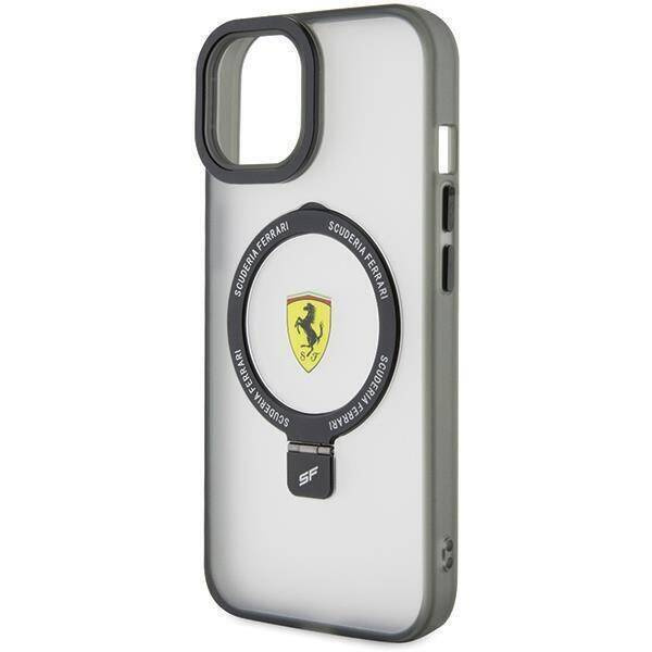 Ferrari FEHMP15SUSCAH iPhone 15 6,1&quot; transparentes Hardcase Ring Stand 2023 Collection MagSafe
