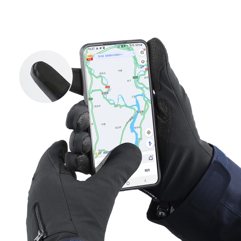 Anti-slip winter phone sports gloves (size XL) - black