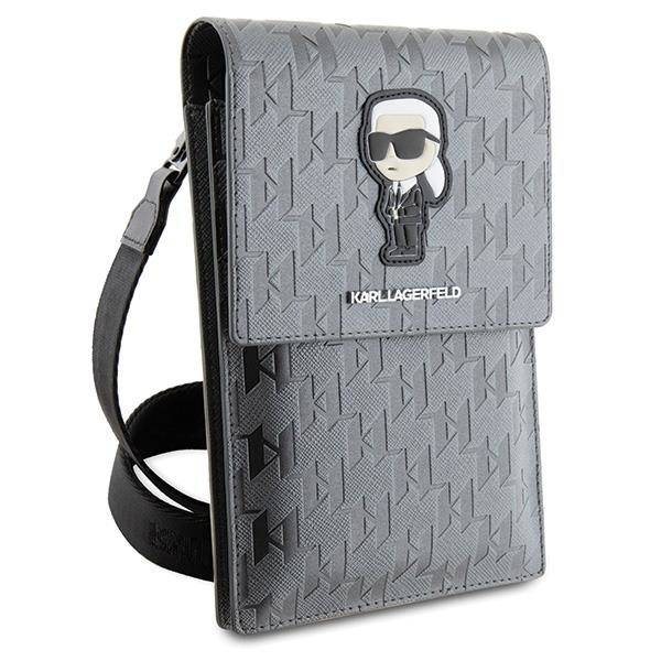 Bag Karl Lagerfeld Saffiano Monogram Ikonik (KLWBSAKHPKG) silver