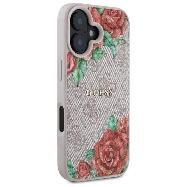 Original Case IPHONE 16 Guess Hardcase 4G Flowers Print MagSafe (GUHMP16SP4ROPEMCP) pink