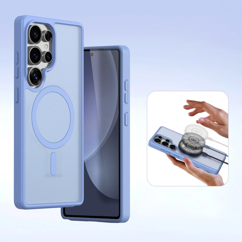 Dux Ducis Lawa Lederhülle für Samsung Galaxy S25 Ultra mit abnehmbarer magnetischer Brieftasche – Blau