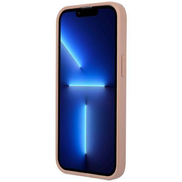 Original Handyhülle IPHONE 14 PRO Guess Hardcase Saffianotriangle Logo (GUHCP14LPSATLP) rosa