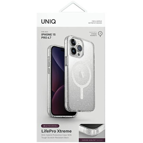 Schutzhülle APPLE IPHONE 15 PRO MAX UNIQ LifePro Xtreme Magclick Charging tinsel lucent transparent
