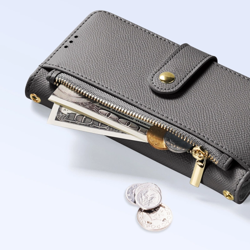 Dux Ducis Lawa Leather Case for Samsung Galaxy S25+ with Detachable Magnetic Wallet - Gray