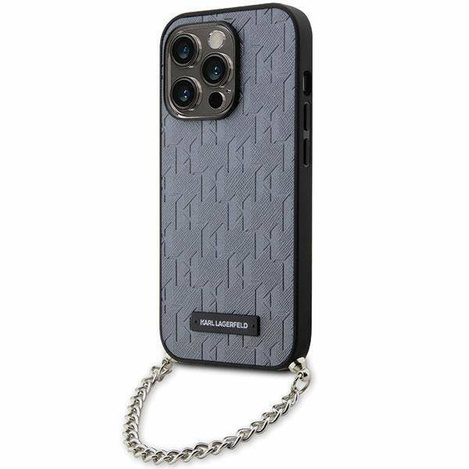 Karl Lagerfeld KLHCP14LSACKLHPG iPhone 14 Pro 6.1&quot; silver/silver hardcase Saffiano Monogram Chain