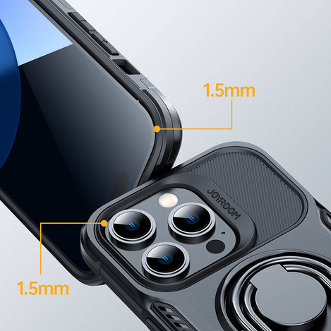 Joyroom Dual Hinge etui iPhone 14 pancerny pokrowiec z podstawką uchwytem ring holder czarne