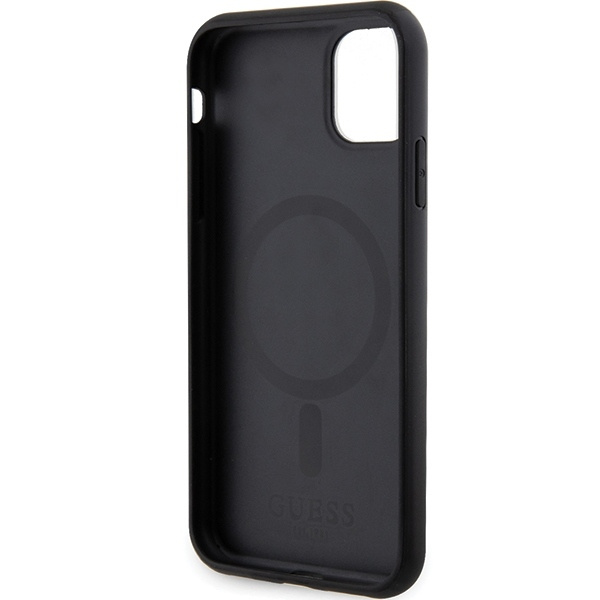 Original Handyhülle IPHONE 11 / XR Guess Hardcase Saffiano MagSafe (GUHMN61PSAHMCK) schwarz
