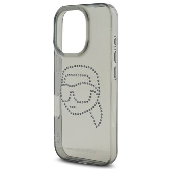 Original Handyhülle IPHONE 16 PRO MAX Karl Lagerfeld Hardcase IML Rhinestones Karl Head (KLHCP16XHKHDCELK) schwarz