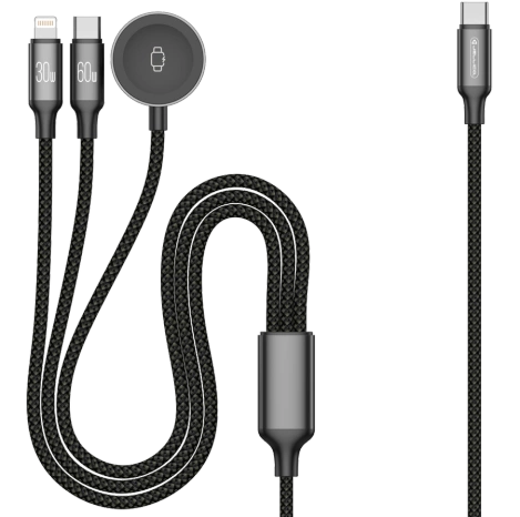 JELLICO kabel B25 3w1 (Apple Watch) 3.1A 1.2M Czarny