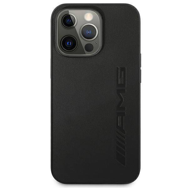 AMG AMHCP14XDOLBK iPhone 14 Pro Max 6,7 &quot;schwarz / schwarz Hardcase Leder Hot Stamped