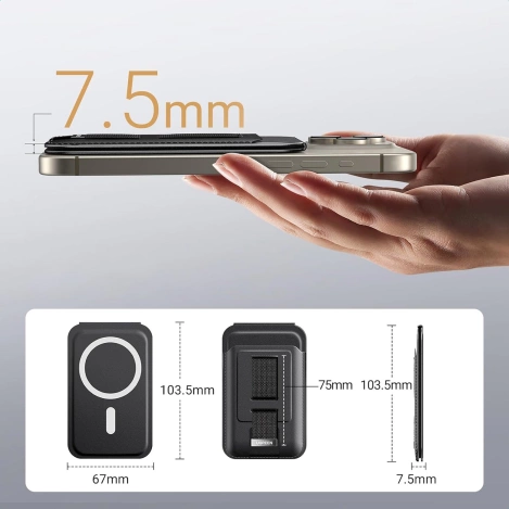 Portfel Ugreen Magnetic Wallet 45166 magnetyczny MagSafe z podstawką i uchwytem na palec - czarny