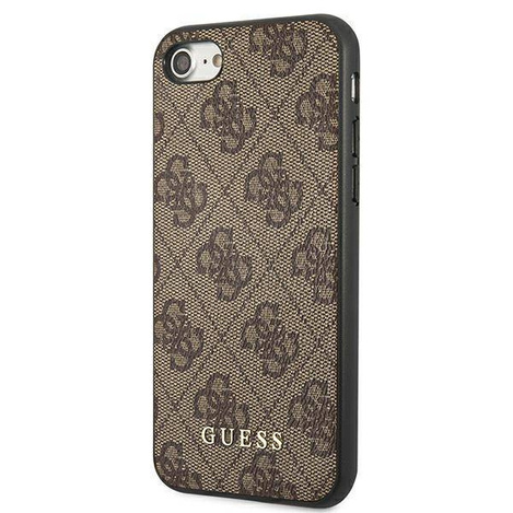 Original Handyhülle IPHONE SE 2022 / SE 2020 / 7 / 8 Guess Hard Case 4G Metal Gold Logo (GUHCI8G4GFBR) braun