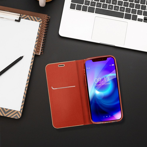 Kabura LUNA Book Gold do IPHONE 16 Plus czerwony